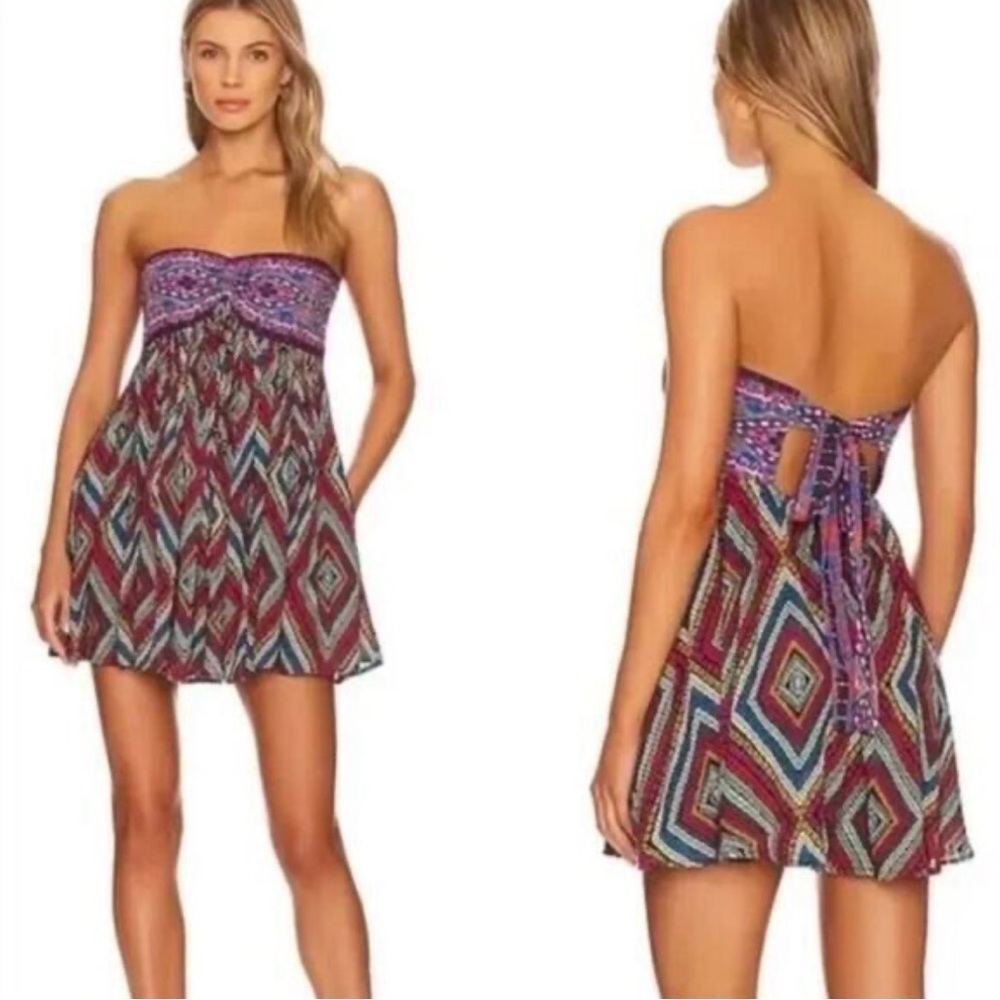 NWT Free People Elowen Tube Romper in the Dark Combo Size Small W/Pockets